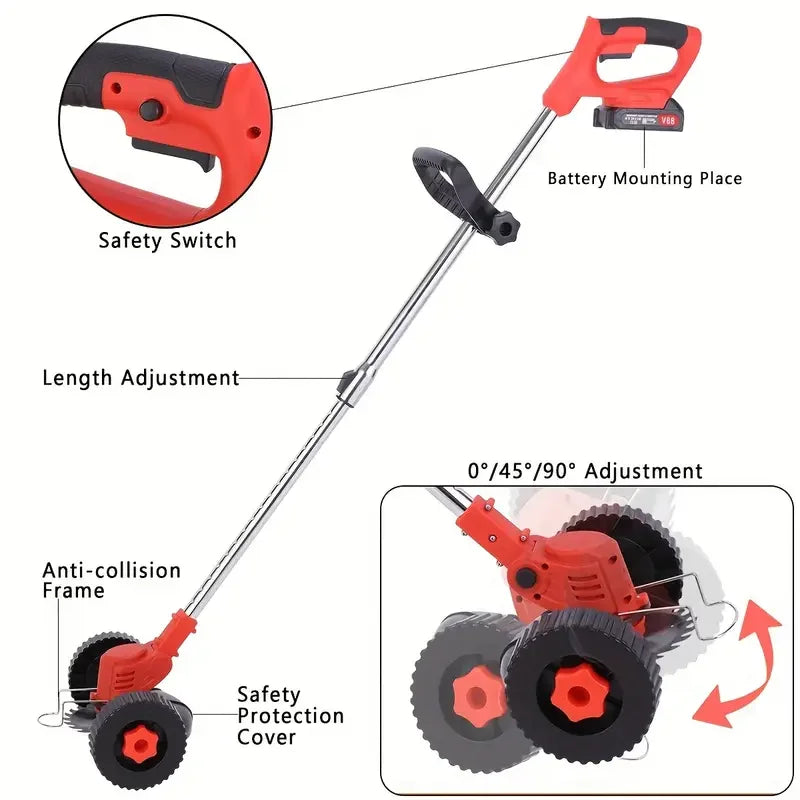 2025 Latest Small Portable Cordless Electric Lawn Mower/Weeding Machine with 2 High-Capacity Lithium Batteries and 3 Blades, Man